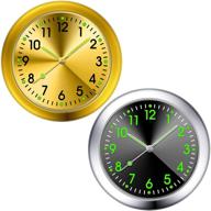 🕒 stick on dashboard car clock - small & luminous watch for cars, boats, bikes & more (black/gold) logo