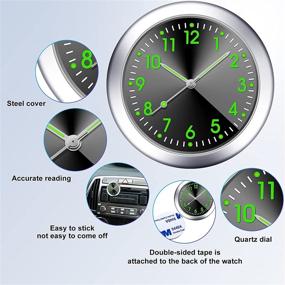 img 2 attached to 🕒 Stick on Dashboard Car Clock - Small & Luminous Watch for Cars, Boats, Bikes & More (Black/Gold)