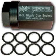 🔧 hhc diesel ~ ford 6.0l diesel nipple cup socket kit ~ o-rings & tool (pack of 8: heavy duty viton o-rings & 1/2" dr. nipple cup socket) - f60l-ballkit logo