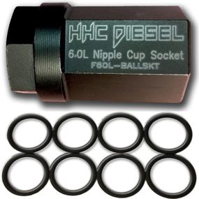 img 4 attached to 🔧 HHC Diesel ~ Ford 6.0L Diesel Nipple Cup Socket Kit ~ O-Rings & Tool (Pack of 8: Heavy Duty Viton O-Rings & 1/2" Dr. Nipple Cup Socket) - F60L-BALLKIT