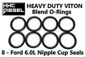 img 1 attached to 🔧 HHC Diesel ~ Ford 6.0L Diesel Nipple Cup Socket Kit ~ O-Rings & Tool (Pack of 8: Heavy Duty Viton O-Rings & 1/2" Dr. Nipple Cup Socket) - F60L-BALLKIT