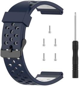 img 4 attached to 👉 Bushnell Neo Ion 1&amp;2 Soft Silicone Replacement Two-color Breathable Hole Wristband - Compatible with Bushnell Neo Ion 1&amp;2 &amp; Bushnell Excel Golf GPS Smartwatch (Midnight Blue&amp; White)