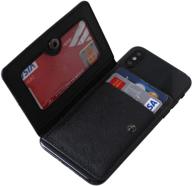 📱 wallet stick on leather phone holder with stand | cheapsunday id card holder for most cellphones | flip waterproof adhesive phone wallet (black) logo