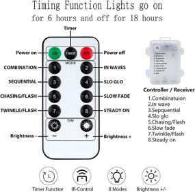 img 1 attached to 🌟 50 FT 100 LED звездные светодиодные феерические огни - звездные огни на батарейках с пультом дистанционного управления, 8 режимов сцены, водонепроницаемые для внутреннего и наружного декора - идеально для Рождества и свадебной вечеринки (теплый белый).