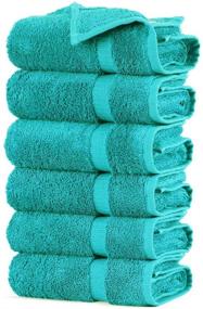 img 1 attached to 🧽 Towel Bazaar Aqua Blue 6-Piece Hand Towels - Premium Super Soft and Absorbent Turkish Cotton