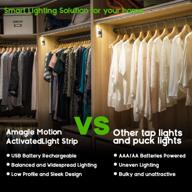 amagle nature white led motion sensor strip closet light - dual mode usb rechargeable motion activated under bed lighting for bedroom kitchen cabinet stair night lights - 4000k логотип