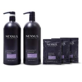 img 4 attached to 🧴 Nexxus Keraphix Shampoo and Conditioner for Damaged Hair, Black, 33.8 Oz, 2 Count + Repair Treatment Masks, 1.5 Oz, 3 Count