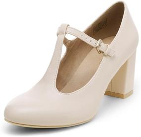 img 4 attached to 💍 DREAM PAIRS Chunky T-Strap Women's Wedding Pumps