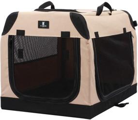 img 4 attached to 🐶 X-ZONE PET Foldable Soft Dog Crate: 3-Door Kennel for Dogs and Cats | Sturdy & Durable | Ideal for Travel, Indoor & Outdoor Use | Multiple Sizes Available