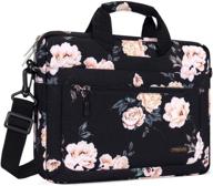 mosiso laptop shoulder bag for macbook pro 16 a2141/pro retina a1398, 15-15.6 inch notebook, camellia polyester messenger carrying briefcase sleeve with adjustable bottom depth, black logo