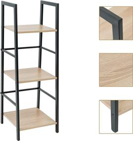 img 3 attached to C-Hopetree 3 Tier Ladder Shelf: Stylish Corner Display Bookshelf with Sleek Black Metal Frame