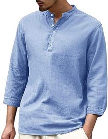 img 3 attached to 👔 APRAW Men's Clothing: Stylish Henley Sleeves Pullover for Summer