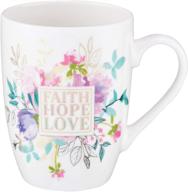 🌸 floral ceramic christian coffee mug - faith hope love 1 corinthians 13:13 - inspirational cup for women and men, 12oz logo