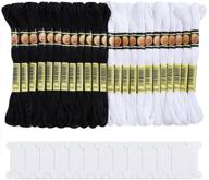 🧵 24 skeins of black and white cotton embroidery floss for cross stitching and friendship bracelets, including 12 floss bobbins - ideal for halloween knitting and cross stitch projects logo