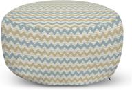 🛋️ ambesonne beige chevron stripe ottoman pouf with herringbone geometric vintage pattern, soft decorative foot rest for living room and bedroom, removable cover, beige dust logo