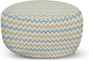 img 4 attached to 🛋️ Ambesonne Beige Chevron Stripe Ottoman Pouf with Herringbone Geometric Vintage Pattern, Soft Decorative Foot Rest for Living Room and Bedroom, Removable Cover, Beige Dust