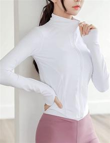 img 3 attached to 🧥 Uaneo Womens White Cropped Slim Athletic Yoga Workout Track Sports Zip Up Jacket: Elevate Your Activewear Style