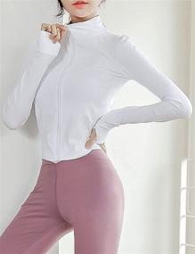 img 2 attached to 🧥 Uaneo Womens White Cropped Slim Athletic Yoga Workout Track Sports Zip Up Jacket: Elevate Your Activewear Style