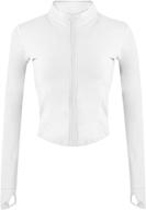 🧥 uaneo womens white cropped slim athletic yoga workout track sports zip up jacket: elevate your activewear style логотип