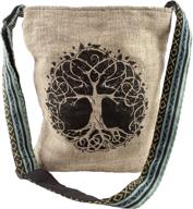 🌳 tranquil boho stripes: tree of life canvas crossbody sling purse - hemp &amp; cotton blend, ideal for festivals, beach, everyday wear &amp; more logo