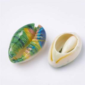 img 1 attached to 🐚 200pcs Colorful Printed Cowrie Shell Beads - No Hole Seashell Charms for DIY Crafting, Jewelry Making - Ocean Summer Beach Beads, Spacer 20~25mm - Earrings, Bracelets, Necklaces