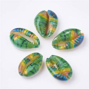 img 2 attached to 🐚 200pcs Colorful Printed Cowrie Shell Beads - No Hole Seashell Charms for DIY Crafting, Jewelry Making - Ocean Summer Beach Beads, Spacer 20~25mm - Earrings, Bracelets, Necklaces