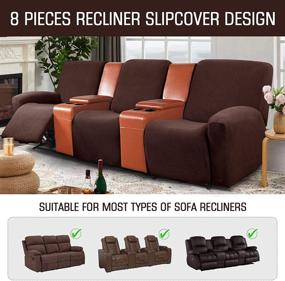 img 3 attached to 🛋️ TAOCOCO 8-Piece Recliner Sofa Covers | Stretchable Slipcovers for Large 3-Seat Reclining Couch | Soft Jacquard Pattern Furniture Protector | Chocolate Brown