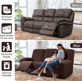 img 1 attached to 🛋️ TAOCOCO 8-Piece Recliner Sofa Covers | Stretchable Slipcovers for Large 3-Seat Reclining Couch | Soft Jacquard Pattern Furniture Protector | Chocolate Brown