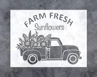🚜 rustic farmhouse vintage sunflower red truck stencil (12x16inch) - gss designs farm fresh sunflowers farm decor for retro wood background sunflower farm (sl-086) logo