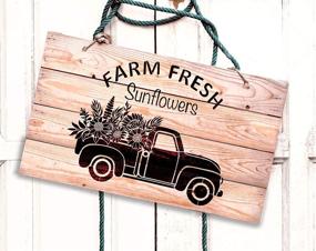 img 1 attached to 🚜 Rustic Farmhouse Vintage Sunflower Red Truck Stencil (12x16Inch) - GSS Designs Farm Fresh Sunflowers Farm Decor for Retro Wood Background Sunflower Farm (SL-086)