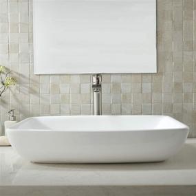 img 1 attached to 🚽 VOKIM Bathroom Sink and Faucet Combo - Elegant White Round Above Counter Porcelain Ceramic Basin with Brushed Nickel Faucet and Pop Up Drain Combo