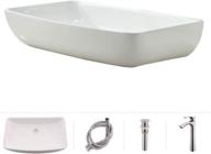 🚽 vokim bathroom sink and faucet combo - elegant white round above counter porcelain ceramic basin with brushed nickel faucet and pop up drain combo logo