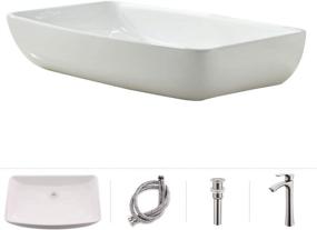 img 4 attached to 🚽 VOKIM Bathroom Sink and Faucet Combo - Elegant White Round Above Counter Porcelain Ceramic Basin with Brushed Nickel Faucet and Pop Up Drain Combo