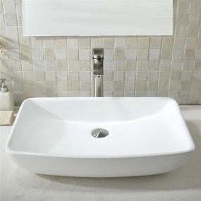 img 3 attached to 🚽 VOKIM Bathroom Sink and Faucet Combo - Elegant White Round Above Counter Porcelain Ceramic Basin with Brushed Nickel Faucet and Pop Up Drain Combo