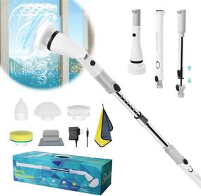 img 4 attached to 🧼 Efficient Electric Spin Scrubber for Easy Shower Cleaning: Cordless, Adjustable Extension Handle, 4 Replaceable Brush Heads - Perfect for Home, Kitchen, Floor, and Car!