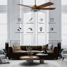 img 3 attached to 🌀 Trifecte 52" Modern Ceiling Fan with Light, Remote, and Smart Compatibility - Reversible DC Motor, Outdoor Use, ETL Listed - Gold/Wooden