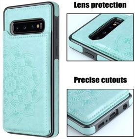 img 1 attached to 🌸 Stylish and Functional MMHUO Samsung Galaxy S10 Case with Card Holder - Floral Magnetic Wallet Case for Women - Mint