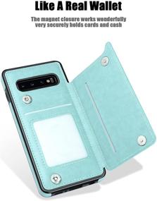 img 2 attached to 🌸 Stylish and Functional MMHUO Samsung Galaxy S10 Case with Card Holder - Floral Magnetic Wallet Case for Women - Mint