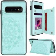 🌸 stylish and functional mmhuo samsung galaxy s10 case with card holder - floral magnetic wallet case for women - mint logo