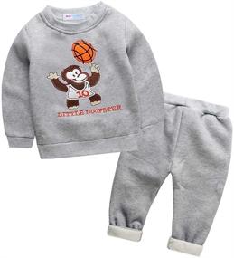 img 4 attached to 👦 Cute Unisex Kids Outfits Pattern Jogging Set - Mud Kingdom