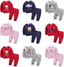 img 3 attached to 👦 Cute Unisex Kids Outfits Pattern Jogging Set - Mud Kingdom