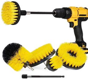 img 4 attached to 5-Pack Power Scrubber Cleaning Brush Set with Extended Long Attachments - All Purpose Drill Scrub Brushes Kit for Time-Saving Grout, Floor, Tile, Bathroom and Kitchen Surface Cleaning