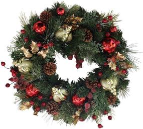 img 4 attached to 🎁 Елочный венок Queensbury от The Wreath Depot, украшенный к Рождеству, диаметром 22 дюйма: Изысканное праздничное очарование в великолепной белой подарочной коробке.