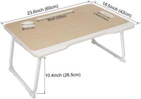 img 1 attached to 🖥️ Portable Laptop Desk with Drawer - Astoryou Notebook Stand Table with Convenient Handle, Foldable Legs, Cup Slot - Ideal for Bed, Sofa, Couch, Floor - Beige