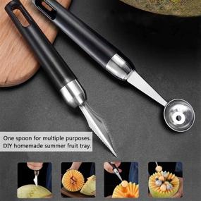 img 2 attached to 🍉 Multipurpose Fruit Carving Set: Melon Baller, Stainless Steel Apple Corer, Cutter Knife, Watermelon Scoop (4pcs)