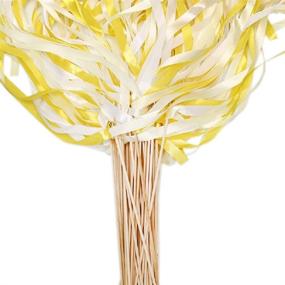 img 3 attached to 🎀 40-Pack Ribbon Wands - MeiMeiDa Yellow Fairy Wands with Bells and Wooden Sticks, Vibrant Silk Party Streamers for Wedding Wishes, Children's Birthdays, Dance Party Favors