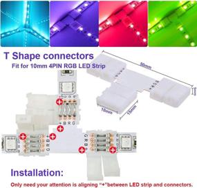 img 1 attached to 🔌 16.4 Feet 5050 4-Pin RGB LED Strip Extension Cable Connector Kit with 4 Strip-to-Adapter, 4 Strip-to-Strip Jumpers, 2 L-Shape Connectors, 2 T-Shape Connectors, and 4 Gapless Connectors