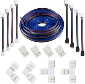 img 4 attached to 🔌 16.4 Feet 5050 4-Pin RGB LED Strip Extension Cable Connector Kit with 4 Strip-to-Adapter, 4 Strip-to-Strip Jumpers, 2 L-Shape Connectors, 2 T-Shape Connectors, and 4 Gapless Connectors