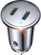 ainope usb c car charger, 40w smallest iphone 13 car charger for fast charging pd 3.0 dual port - compatible with iphone 13/13 pro/12/12 pro/12 mini, galaxy s20/s10, ipad pro - all metal design logo