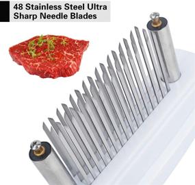 img 2 attached to 🔪 Enhanced Meat Tenderizer Needle Tool: 48 Stainless Steel Blades, Safety Lock, and LEDORR Kitchen Accessory for Perfectly Tender Steak, Beef, Pork, Fish, and Chicken - White